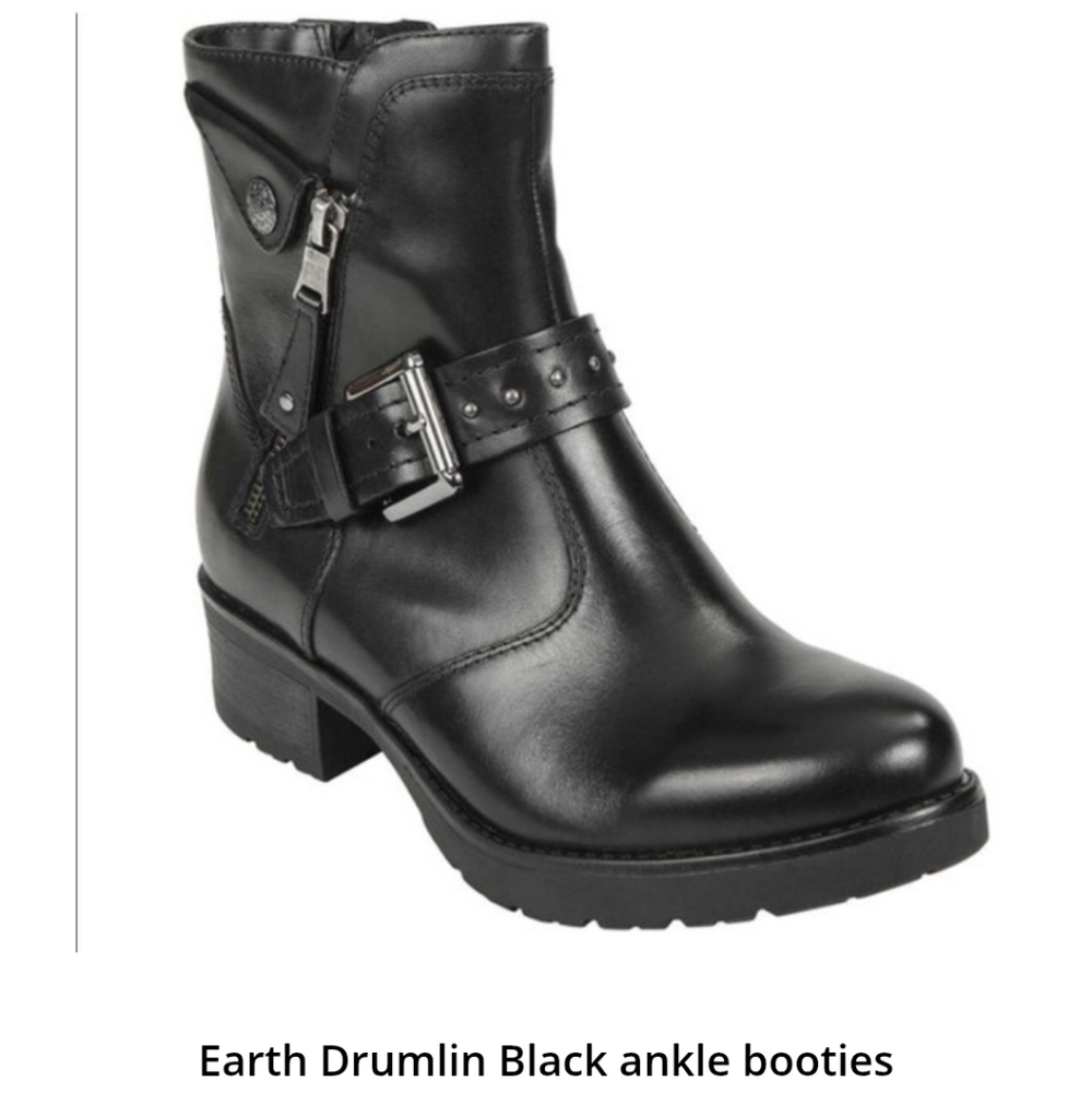 Earth Brand *Drumlin* Black Genuine Leather Ankle Boots 8.5 WIDE~EUC *MSRP $110*